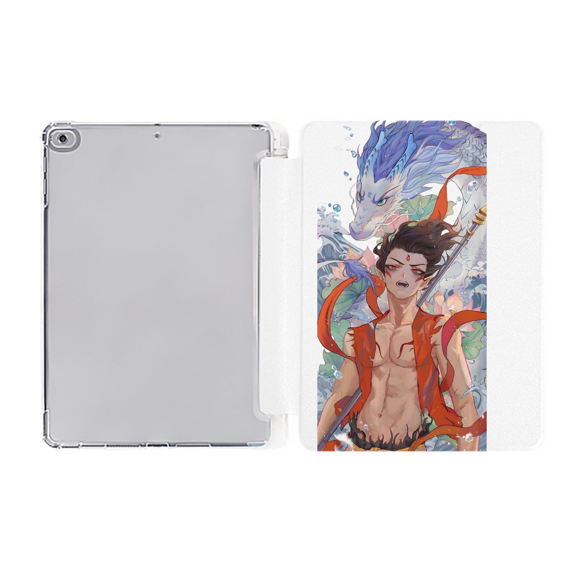Ne Zha 2 ナタ 魔童の大暴れ IPad ケース ペン収納付き 三つ折りスタンド PUレザー×シリコン 対応機種9.5/10.5/10.9インチ